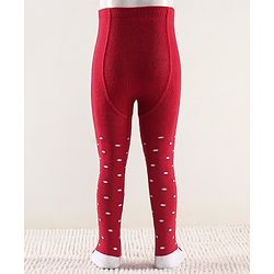Cutewalk by Babyhug Non Terry Footed Anti Bacterial Polka Dot Design Tights  - Red
