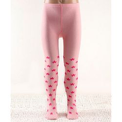 Cutewalk by Babyhug Non Terry Footed Anti Bacterial Star Design Tights  - Pink