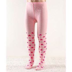 Cutewalk by Babyhug Non Terry Footed Anti Bacterial Star Design Tights  - Pink