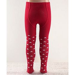 Cutewalk by Babyhug Non Terry Footed Anti Bacterial Star Design Tights  - Pink