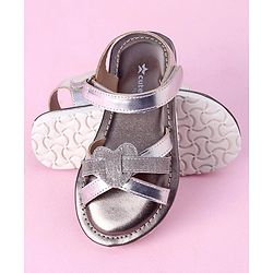 Cute Walk by Babyhug Velcro Closure Formal & Party Wear Sandals - Silver (Strap Logo May Vary)