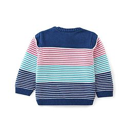 Babyhug Organic Cotton Knit Full Sleeves Striped Sweater Set - Pink & Blue