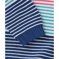 Babyhug Organic Cotton Knit Full Sleeves Striped Sweater Set - Pink & Blue