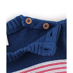 Babyhug Organic Cotton Knit Full Sleeves Striped Sweater Set - Pink & Blue