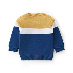 Babyhug Organic Cotton Full Sleeves Sweater Set Color Block Design- Mustard & Blue