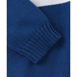 Babyhug Organic Cotton Full Sleeves Sweater Set Color Block Design- Mustard & Blue