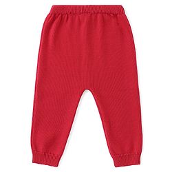 Babyhug Organic Cotton Knit Full Sleeves Striped Sweater Set - Red & Blue