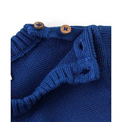 Babyhug Organic Cotton Knit Full Sleeves Striped Sweater Set - Red & Blue