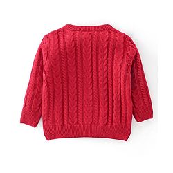 Babyhug Knitted Full Sleeves Sweater With Cable Knit Design - Red