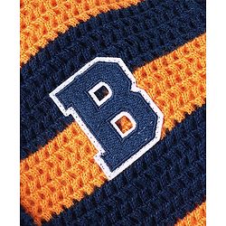 Babyhug  Knit Full Sleeves Hooded Sweater - Navy Blue & Orange
