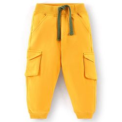 Babyhug 100% Cotton Full Sleeves Hooded T-Shirt & Lounge Pant Set Tiger Print- Green & Yellow