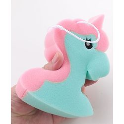 Unicorn Shaped Bath Loofah - Green & Pink