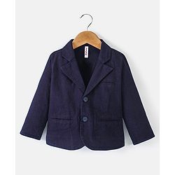 Babyhug Full Sleeves Party Blazer with T-Shirt Text Printed - Navy Blue & White