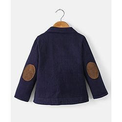 Babyhug Full Sleeves Party Blazer with T-Shirt Text Printed - Navy Blue & White
