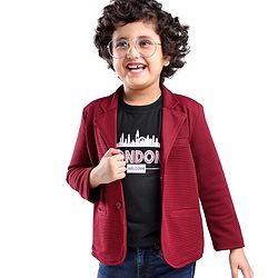 Babyhug Woven Full Sleeves Party Blazer With T-Shirt - Maroon