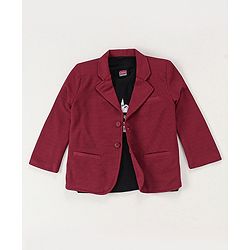 Babyhug Woven Full Sleeves Party Blazer With T-Shirt - Maroon