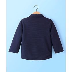Babyhug Woven Full Sleeves Solid Blazer with T-Shirt - Navy Blue