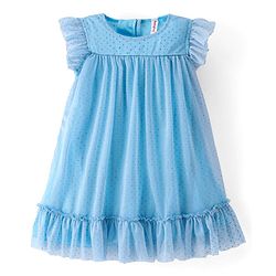 Babyhug Sleeveless All Over Glitter A-Line Party Frock - Sea Green