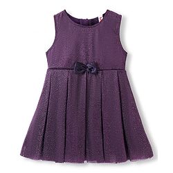 Babhyhug Woven Sleeveless All Over Glitter Party Frock - Purple