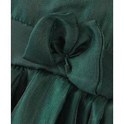 Babyhug Sleeveless Solid Colour with Floral Applique Organza Party Frock - Bottle Green