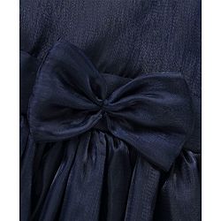 Babyhug Woven Sleeveless Solid Color Organza Party Frock with Bow - Navy Blue