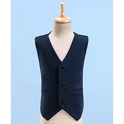 Babyhug Full Sleeves Dot Print Party Suit- White & Navy Blue