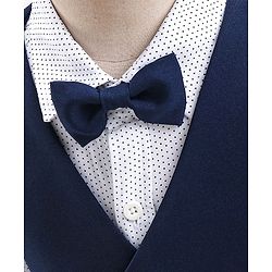 Babyhug Full Sleeves Dot Print Party Suit- White & Navy Blue