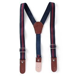 Babyhug Woven Full Sleeves Checkered Party Suit with Cap Bow Tie & Suspenders - Red & Navy Blue