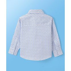 Babyhug Full Sleeves Party Wear Shirt with Bow & Suspender Semi Circle Print - White