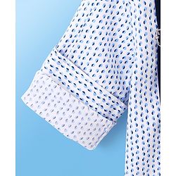 Babyhug Full Sleeves Party Wear Shirt with Bow & Suspender Semi Circle Print - White