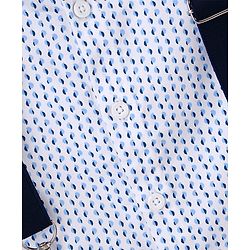 Babyhug Full Sleeves Party Wear Shirt with Bow & Suspender Semi Circle Print - White