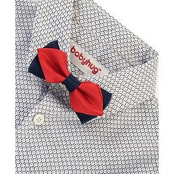 Babyhug Full Sleeves Party Wear Shirt with Bow Checks Print - White