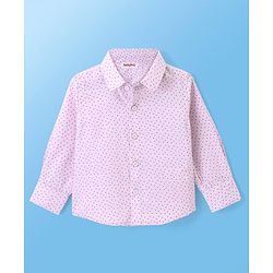 Babyhug Full Sleeves Party Wear Shirt with Bow Butterfly Print - Light Pink