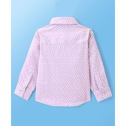 Babyhug Full Sleeves Party Wear Shirt with Bow Butterfly Print - Light Pink