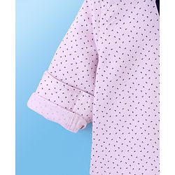 Babyhug Full Sleeves Party Wear Shirt with Bow Butterfly Print - Light Pink