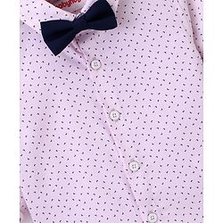 Babyhug Full Sleeves Party Wear Shirt with Bow Butterfly Print - Light Pink