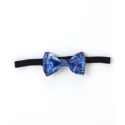 Babyhug Full Sleeves Party Wear Shirt with Bow & Suspender Floral Print - Blue