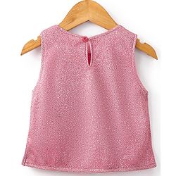 Babyhug Sleeveless Party Wear Skirt & Top Set With Bow Applique - Pink