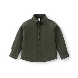 Babyhug Full Sleeves Solid Colour Shirt with Checks Trouser Cap Bow & Suspenders Set - Green & Navy Blue