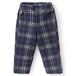 Babyhug Full Sleeves Solid Colour Shirt with Checks Trouser Cap Bow & Suspenders Set - Green & Navy Blue
