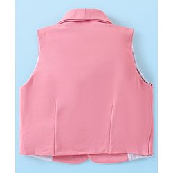 Babyhug Knit Full Sleeves Solid Color Party Suit with Stretch Waistcoat & Cap -  Pink & White