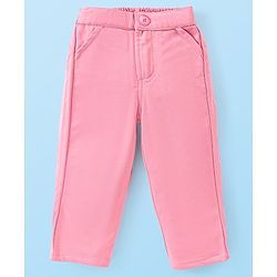Babyhug Knit Full Sleeves Solid Color Party Suit with Stretch Waistcoat & Cap -  Pink & White