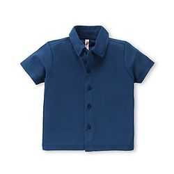 Babyhug Woven Half Sleeves Solid Shirt & Trouser Set with Bow Tie & Suspender - Blue & Grey