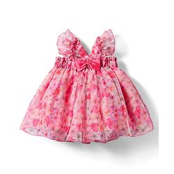 Babyhug Woven Sleeveless A Line Party Frock with Bow Detailing Floral Print - Pink