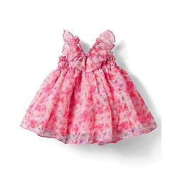 Babyhug Woven Sleeveless A Line Party Frock with Bow Detailing Floral Print - Pink