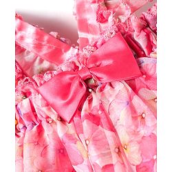 Babyhug Woven Sleeveless A Line Party Frock with Bow Detailing Floral Print - Pink