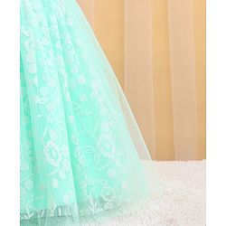 Babyhug Woven Sleeveless Party Frock with Floral Corsage & Glitter Print - Mint