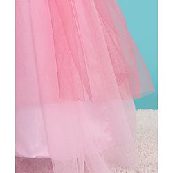 Babyhug Woven Sleeveless Sequined Party Dress with Floral Corsage & Net Detailing - Dusty Pink