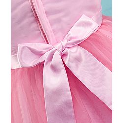 Babyhug Woven Sleeveless Sequined Party Dress with Floral Corsage & Net Detailing - Dusty Pink