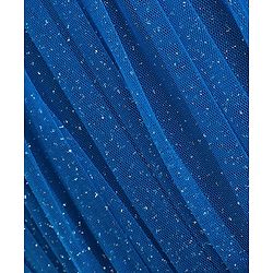 Babyhug Sleeveless Mesh Layered Glittery Party Frock with Floral Corsage - Dark Blue